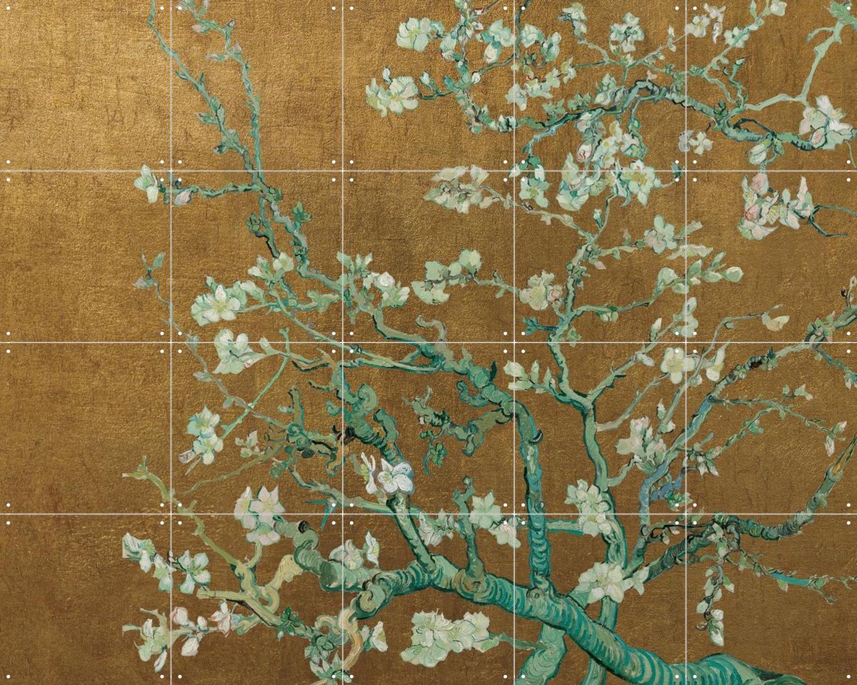 IXXI Amandelbloesem Gold, Vincent van Gogh (1853 - 1890) & Van Gogh Museum - 100 x 80 cm - Gratis ophangtool - Grote wanddecoratie en posters - Art