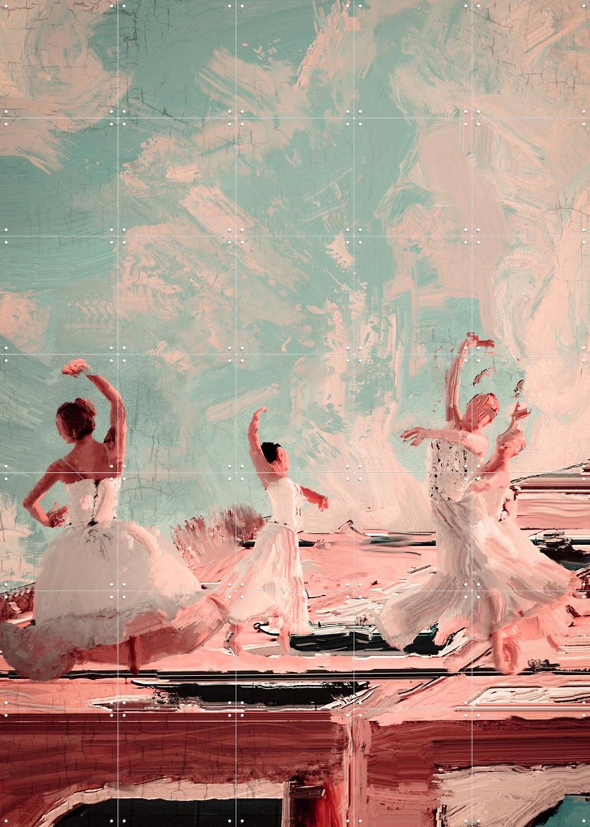 IXXI Ballet Dancers, Vineet Suresh - 100 x 140 cm - Gratis ophangtool - Grote wanddecoratie en posters - Surrealisme, Kwaststreken, Kleurrijk