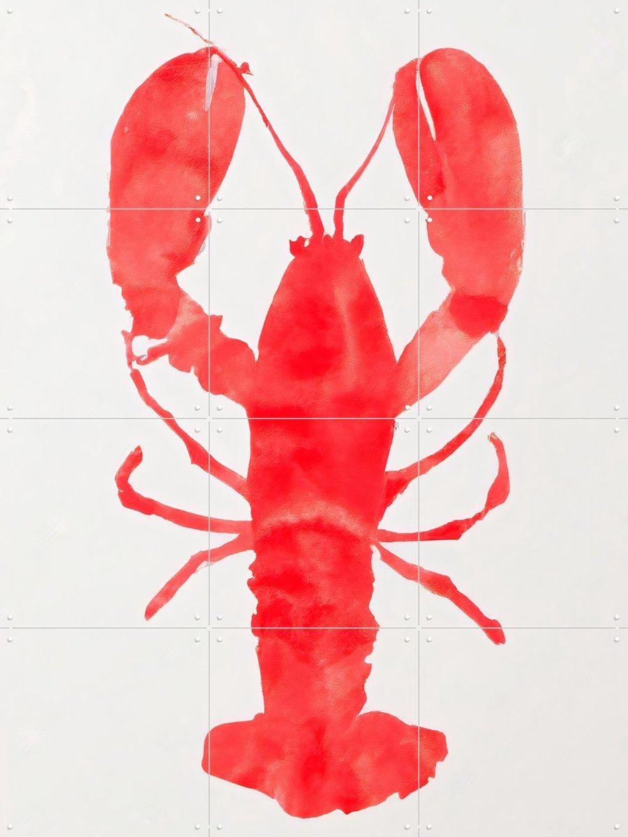 IXXI Lobster Grace, Interiorisla - 60 x 80 cm - Gratis ophangtool - Grote wanddecoratie en posters - Abstract, Aquarel, Keuken, Woonkamer, Strandhuis