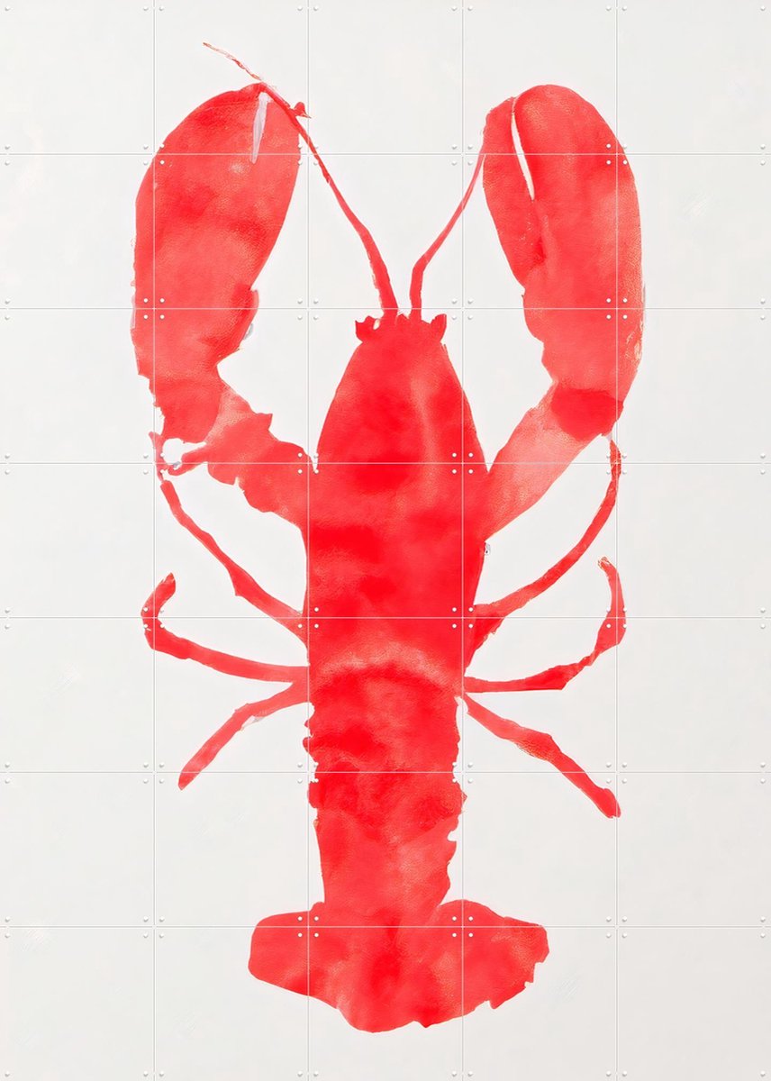 IXXI Lobster Grace, Interiorisla - 100 x 140 cm - Gratis ophangtool - Grote wanddecoratie en posters - Abstract, Aquarel, Keuken, Woonkamer