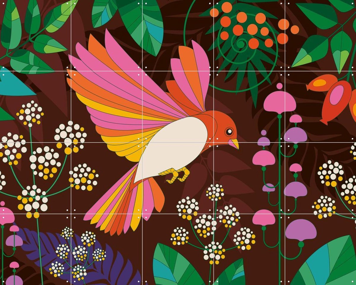 IXXI Chocolate Forest Flowers, Bo Lundberg - 100 x 80 cm - Gratis ophangtool - Grote wanddecoratie en posters - Speels, Retro, Illustraties, Trap