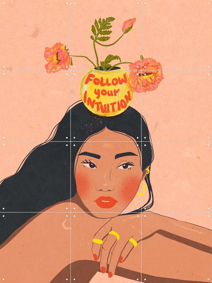 IXXI Follow Your Intuition, Raissa Oltmanns - 60 x 80 cm - Gratis ophangtool - Grote wanddecoratie en posters - Typografie, Modern, Digitale Kunst