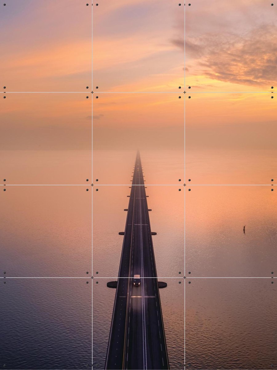 IXXI Zonsopkomst Zeelandbrug, Michael Huijgens & Kunst in Kaart - 60 x 80 cm - Gratis ophangtool - Grote wanddecoratie en posters - Fotografie
