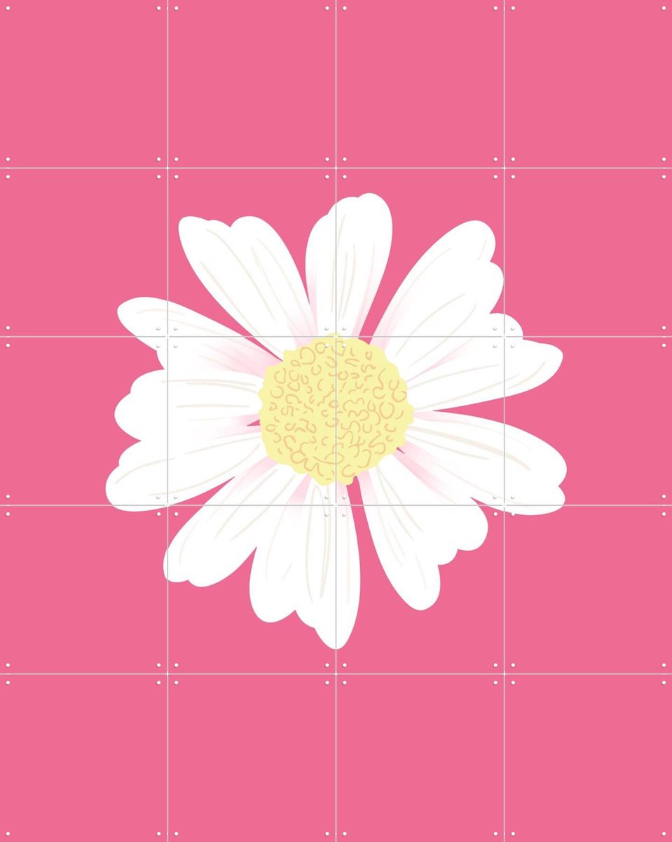 IXXI Spring Daisy Pink, Palmartprints - 80 x 100 cm - Gratis ophangtool - Grote wanddecoratie en posters - Illustraties, Badkamer, Gang, Bloemen