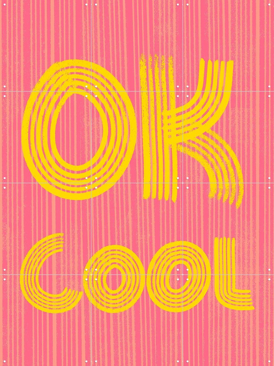 IXXI Ok Cool Handlettering, Raissa Oltmanns - 60 x 80 cm - Gratis ophangtool - Grote wanddecoratie en posters - Modern, Typografie, Speels, Digitale