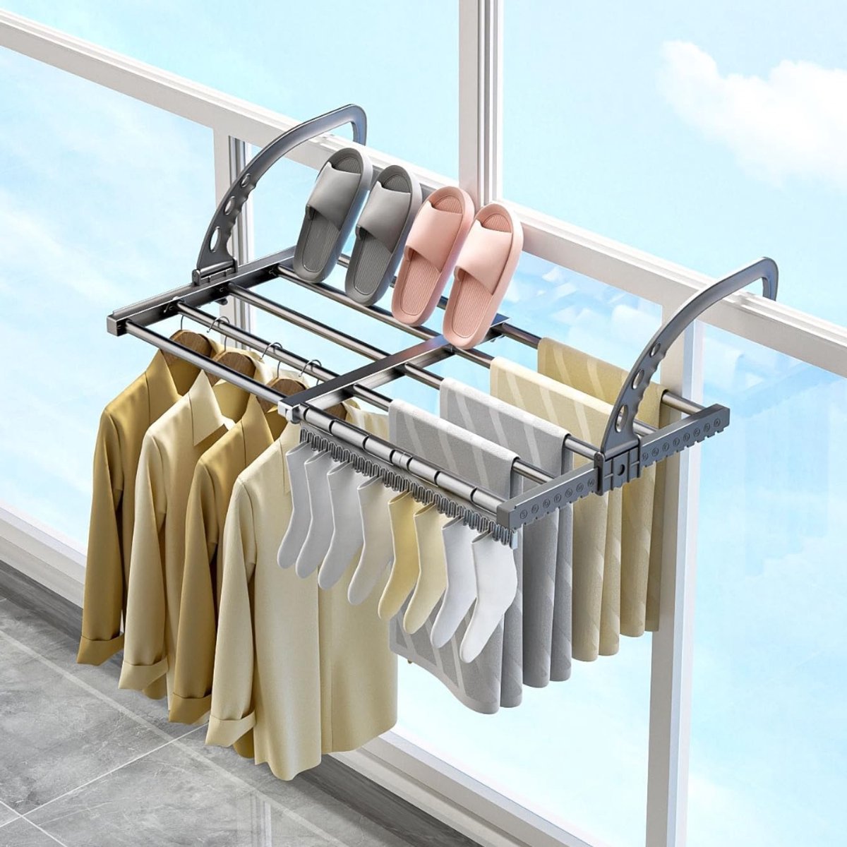 ZRNS® Droogrek Deur - Hangend Wasrek - Handdoekrek Badkamer - Ook voor Balkon of Radiator - Uittrekbaar 38-55 cm