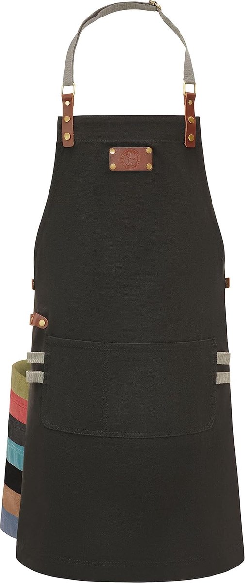 SnelShoppen - Ess-Niche Kookschort Grillschort voor Mannen en Vrouwen - Zwart Denim Extra Lang - Perfect Cadeau voor Mannen, Oma of Opa - Keuken en Ba