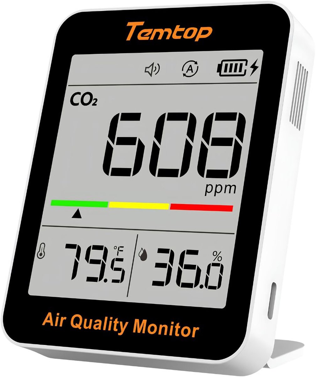 JCP® Co2 Meter - Co2 Meter Binnen - Luchtkwaliteitsmeter - Wit/Zwart - 15cm × 3cm × 10cm