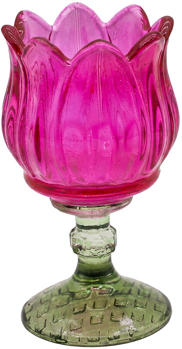Clayre & Eef Waxinelichthouder Roze Glas