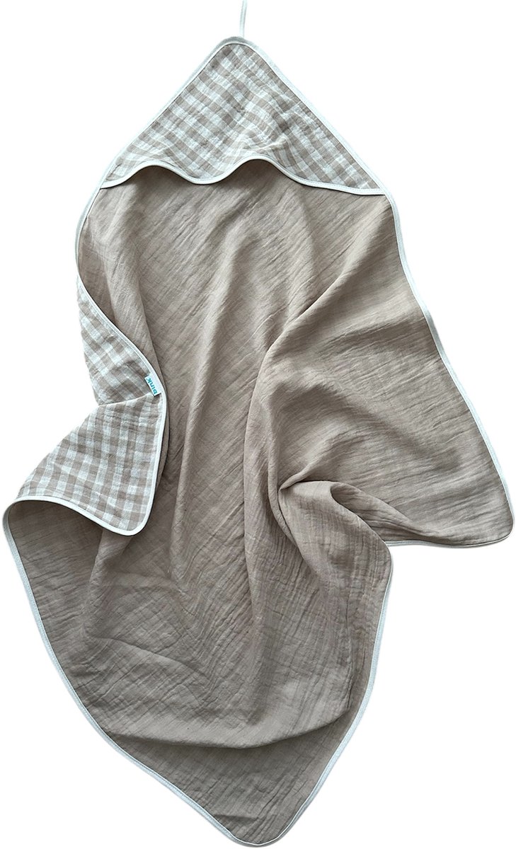 BINK Bedding Badcape Hydrofiel Vichy Beige 120 x 120 cm