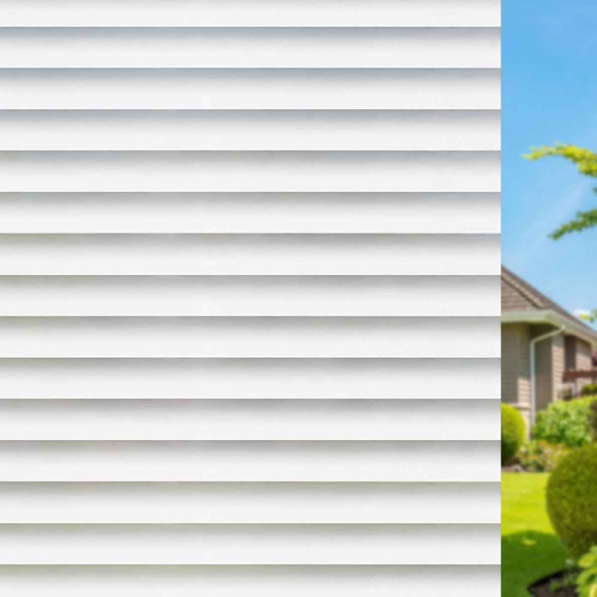 SnelShoppen - Privacy Film voor Ramen, Electrostatisk Zelfklevend Melkglasfolie 90 cm x 400 cm, Slat Design voor Kantoor, Thuis, Badkamer, Slaapkamer,