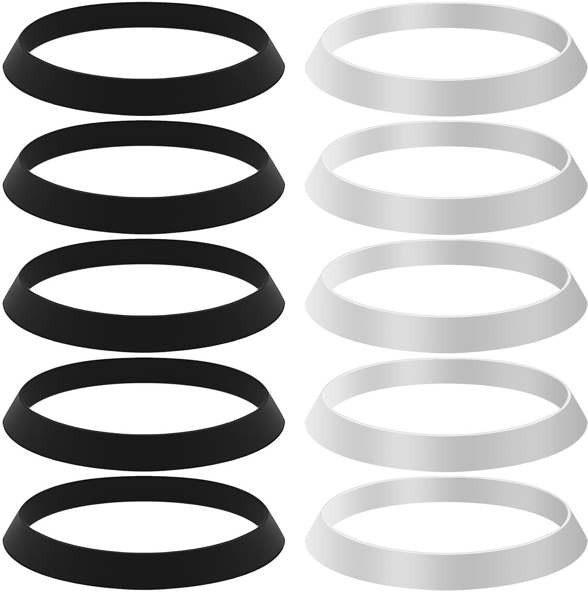 10 stuks gootsteenafvoerpakking, 2 kleuren, afdichtring afvalpijpwasser, glijdende sluitringen, rubberen pakkingsringen sanitair voor 1 1/2 inch afvoerpijp gootsteenafvoer, zwart en wit