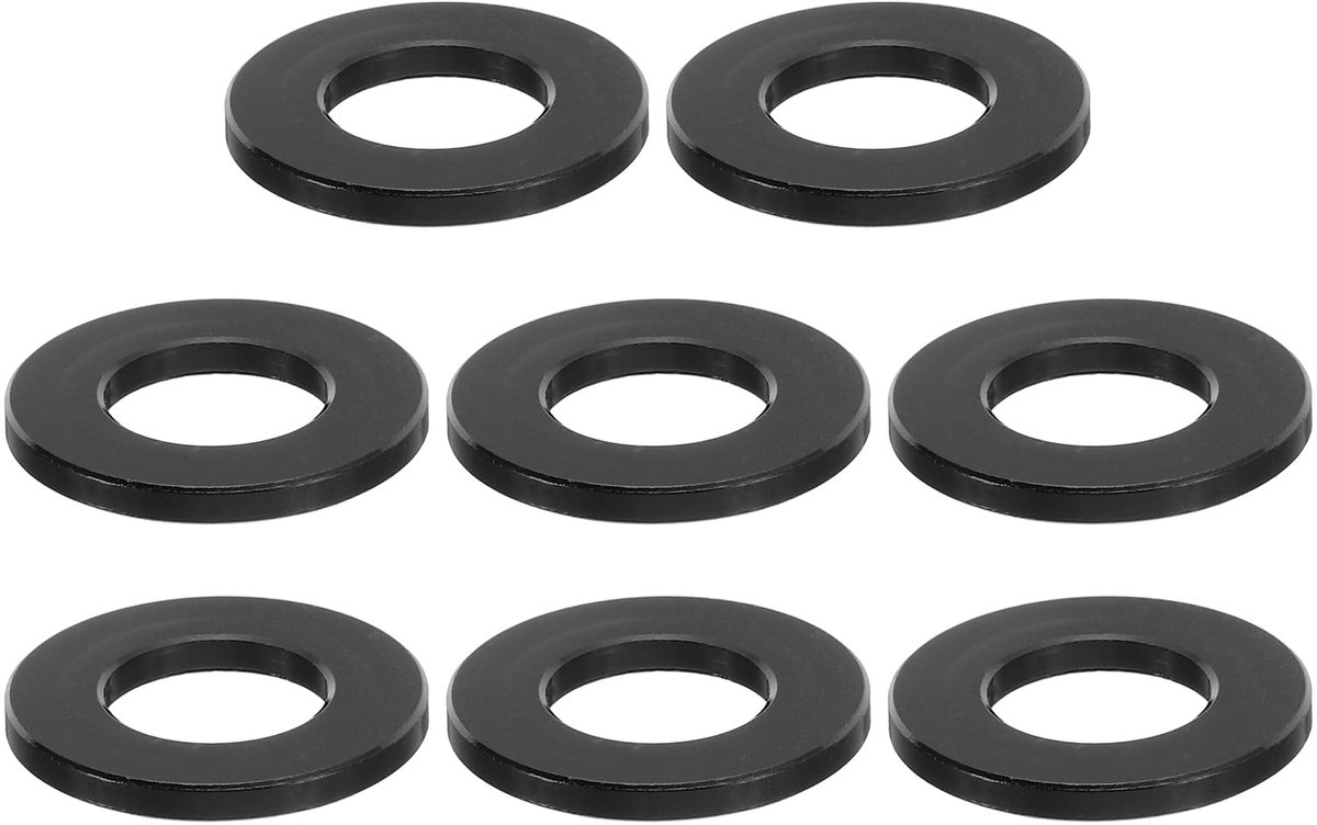 M10 Aluminium Spacer, 8 Stks Metalen Spacers Aluminium 10.5mm ID x 20mm OD x 2mm L Aluminium Spacer Schroef Standoff Ronde voor 2/5 "of M10 Schroefbout, Zwart