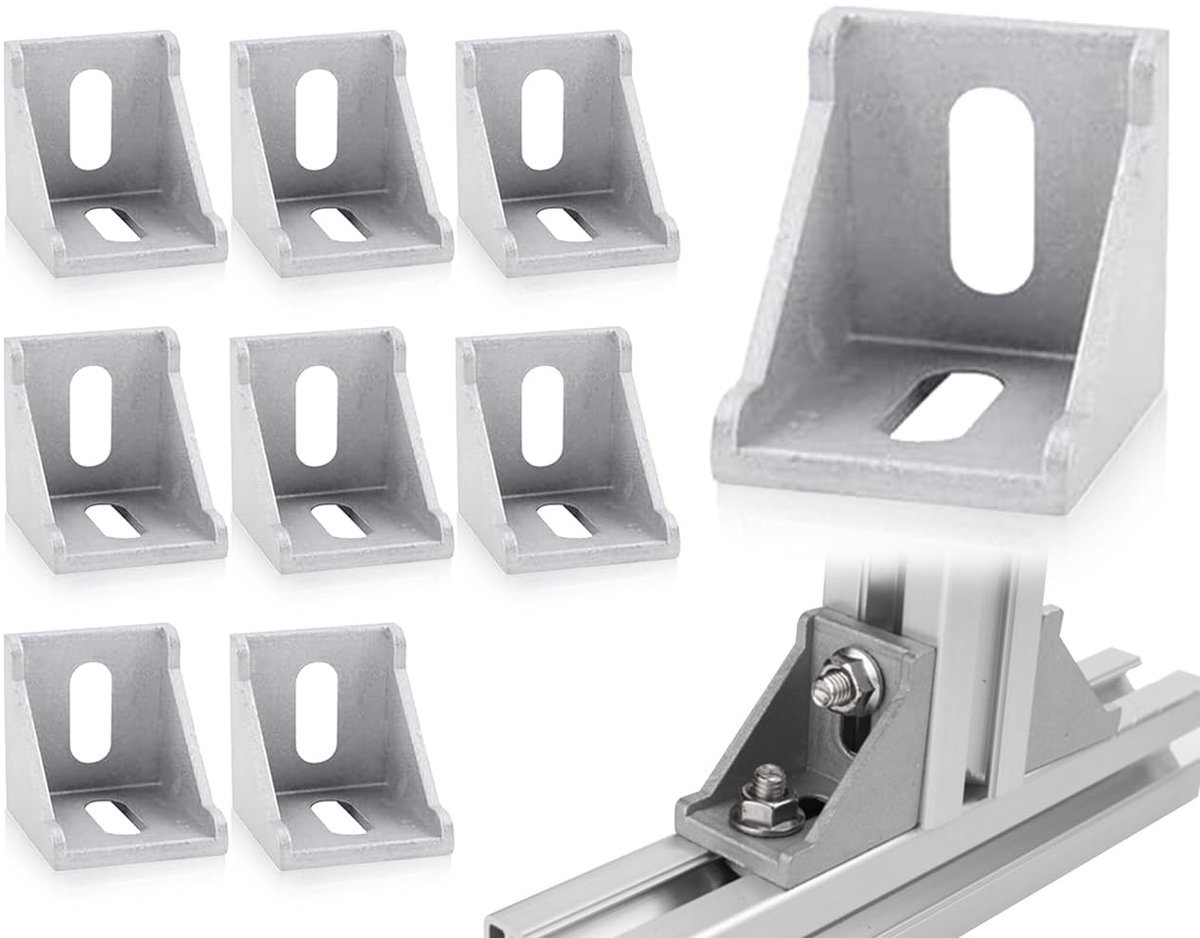 8 stuks hoekverbindingen 40x40 bevestigingsmateriaal hoekbevestiging, 90 graden aluminium profiel hoekverbinding