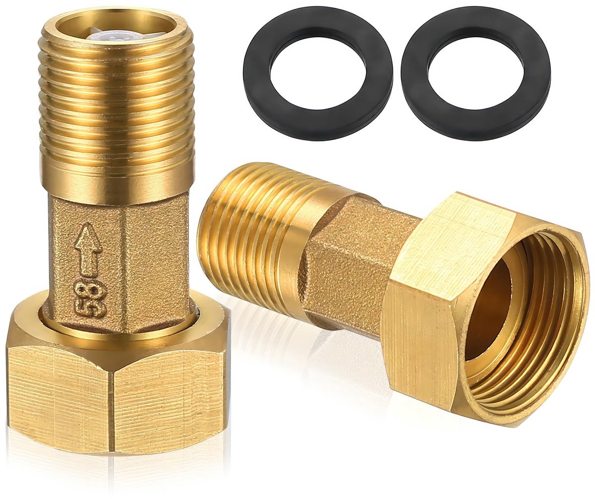2 stuks messing pijpfittingen, schotfittingen, G1/2 vrouwelijk x G1/2 mannelijk BSP messing schroefdraadpijpfitting koppelingsadapters, sanitair fittingen voor verwarming of waterpijpfittingen