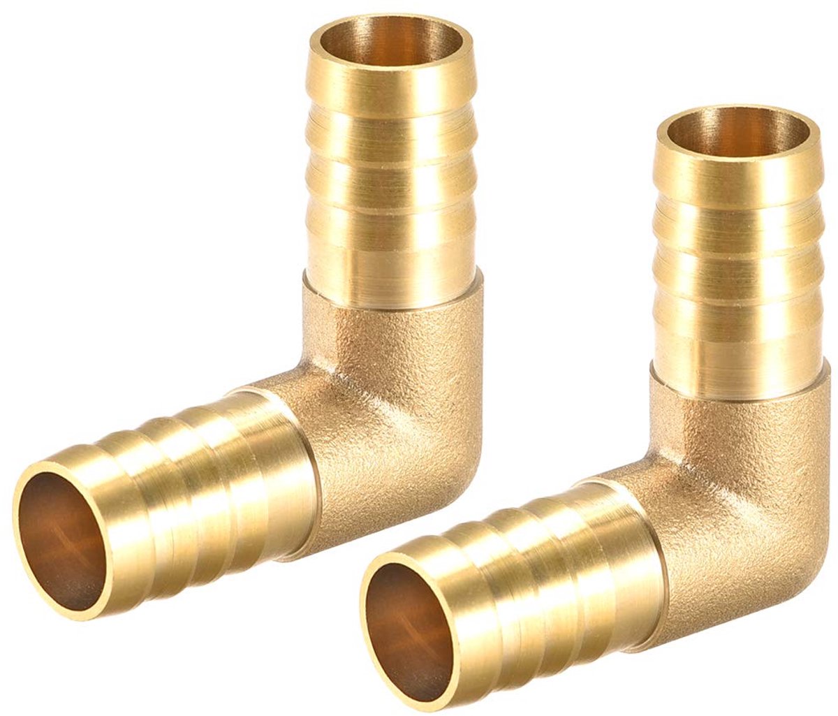 sourcing map 14 mm buisverbinding, messing, prikkeldraad, 90 graden, bocht, slang, koppeling, slang, adapter, 2 stuks