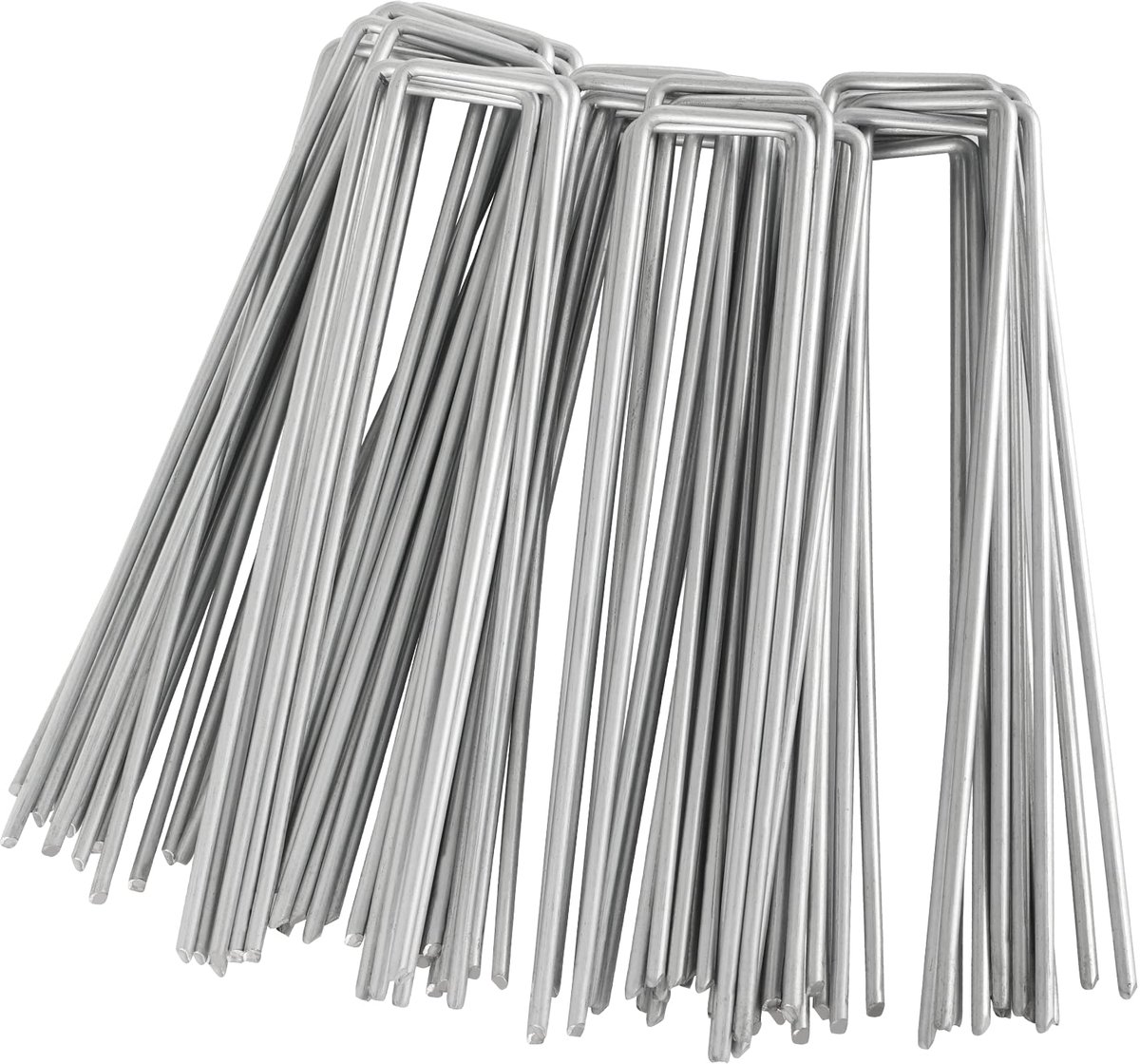 grondankers van verzinkt staal, anti-roest-grondankers, van 150 x 25 mm - Ø 3 mm staaldraad, voor bevestiging van onkruidvlies, netten, vloermatten, gaasdraad (100PCS)