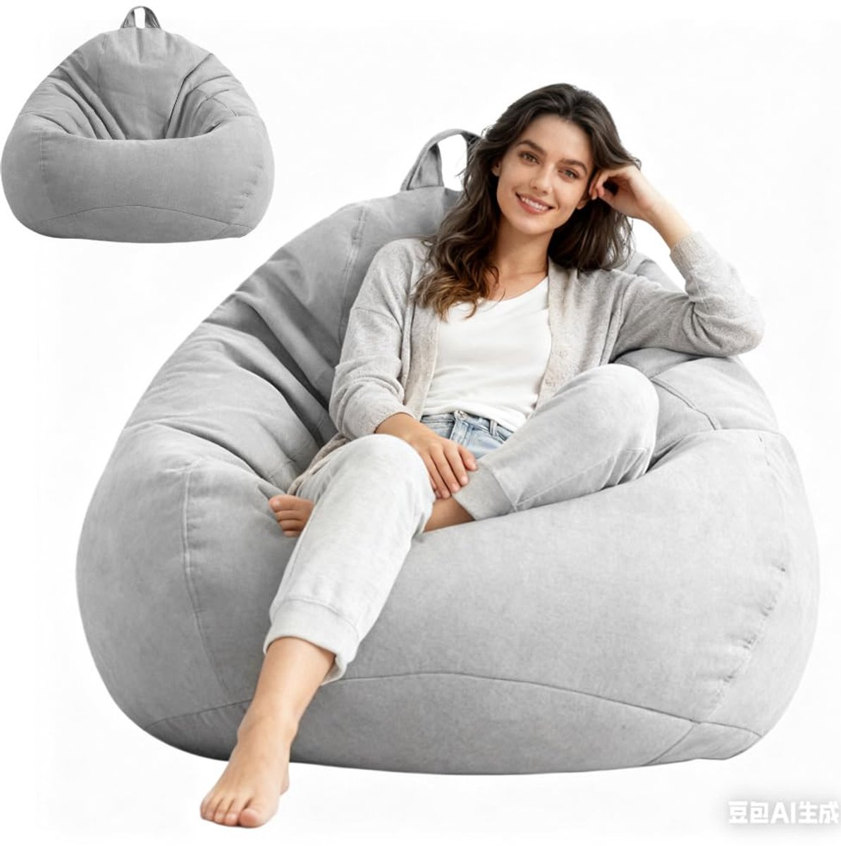 SnelShoppen - Bean Bag XL Teardrop Zitzak Hoes Zonder Vulling (Lege Zitzak), Zitzak voor Volwassenen en Kinderen, Speel Pouffe voor Woonkamer, Kinderk