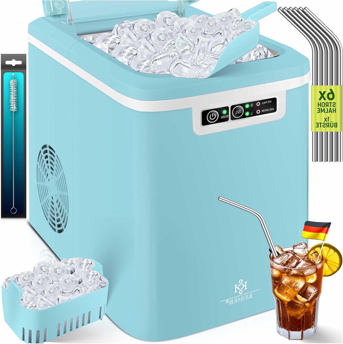 IJsblokjesmachine - IJsmachine - Drankjes Koelen - Snelle Productie - 2.2 Liter Tank - Zilver