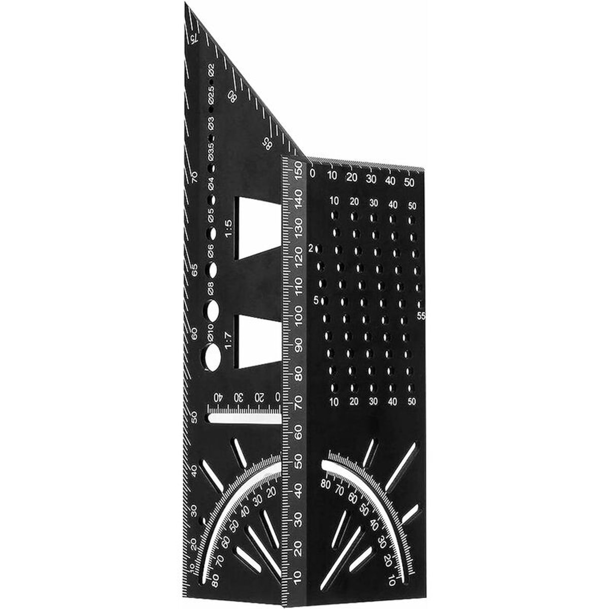 3D timmermanshaak, hoekliniaal, aluminiumlegering, verstekhoek van 45-90 graden, meetliniaal voor houtbewerking, geschikt voor balken en buizen, driedimensionaal