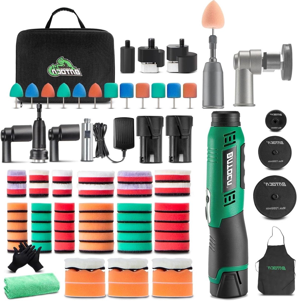 Mini Polijstmachine - Detailer Set - Auto Lak Verzorging - Dubbel DA RO Systeem - 25-50-75mm - Groen