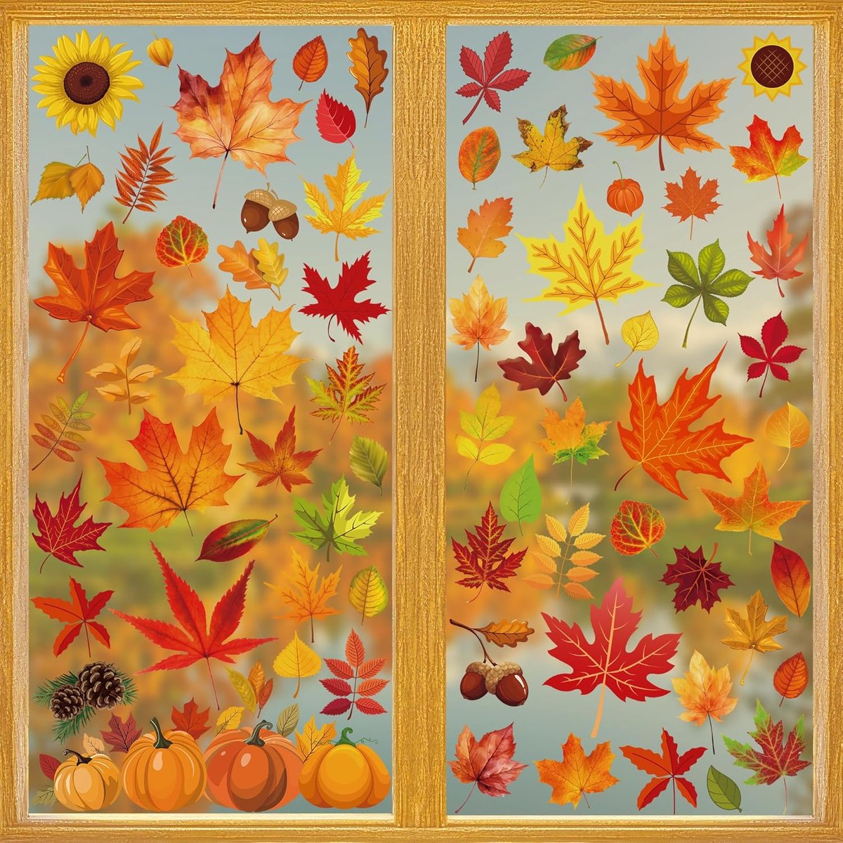 9 decoratieve herfststickers - Totaal 274 stuks - Met patronen van esdoornbladeren, pompoenen en noten - Gemakkelijk aan te brengen - Ideaal voor feestjes, Thanksgiving en binnen- en buitendecoratie
