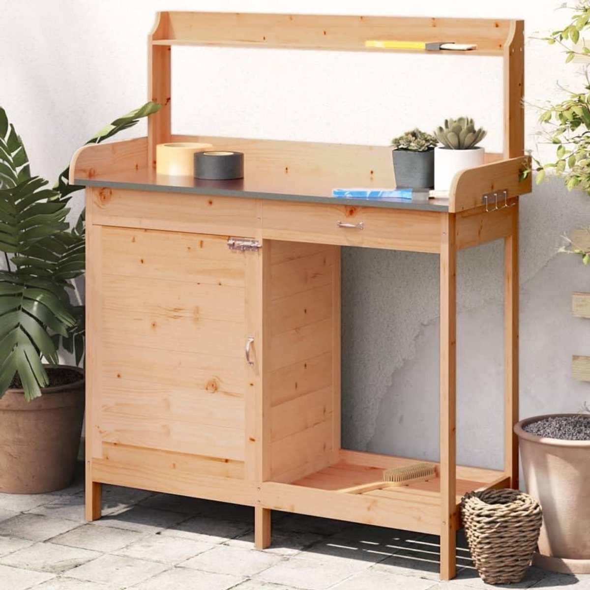 Mobiele Bloementafel - Werktafel Tuin - Planten Organiseren - Massief Sparrenhout - 110 cm - Bruin