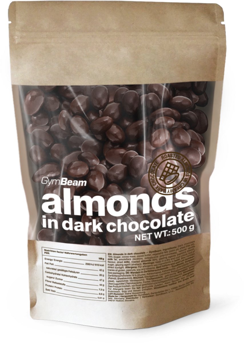 GymBeam Amandelen in pure chocolade 500 g