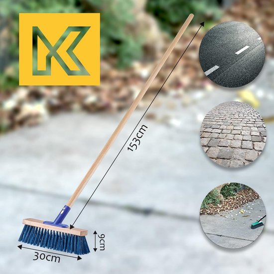 Grote Veegbezem - Buitenbezem Industrieel - Terras Reinigen - Slijtvast Nylon - 30 cm Breed - Blauw — afbeelding 3