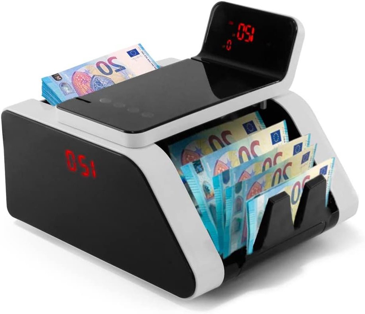 Geld Telmachine - Bankbiljet Teller - Snel Geld Tellen - Telt Aantal Biljetten - 1000 Stuks Per Minuut - Grijs