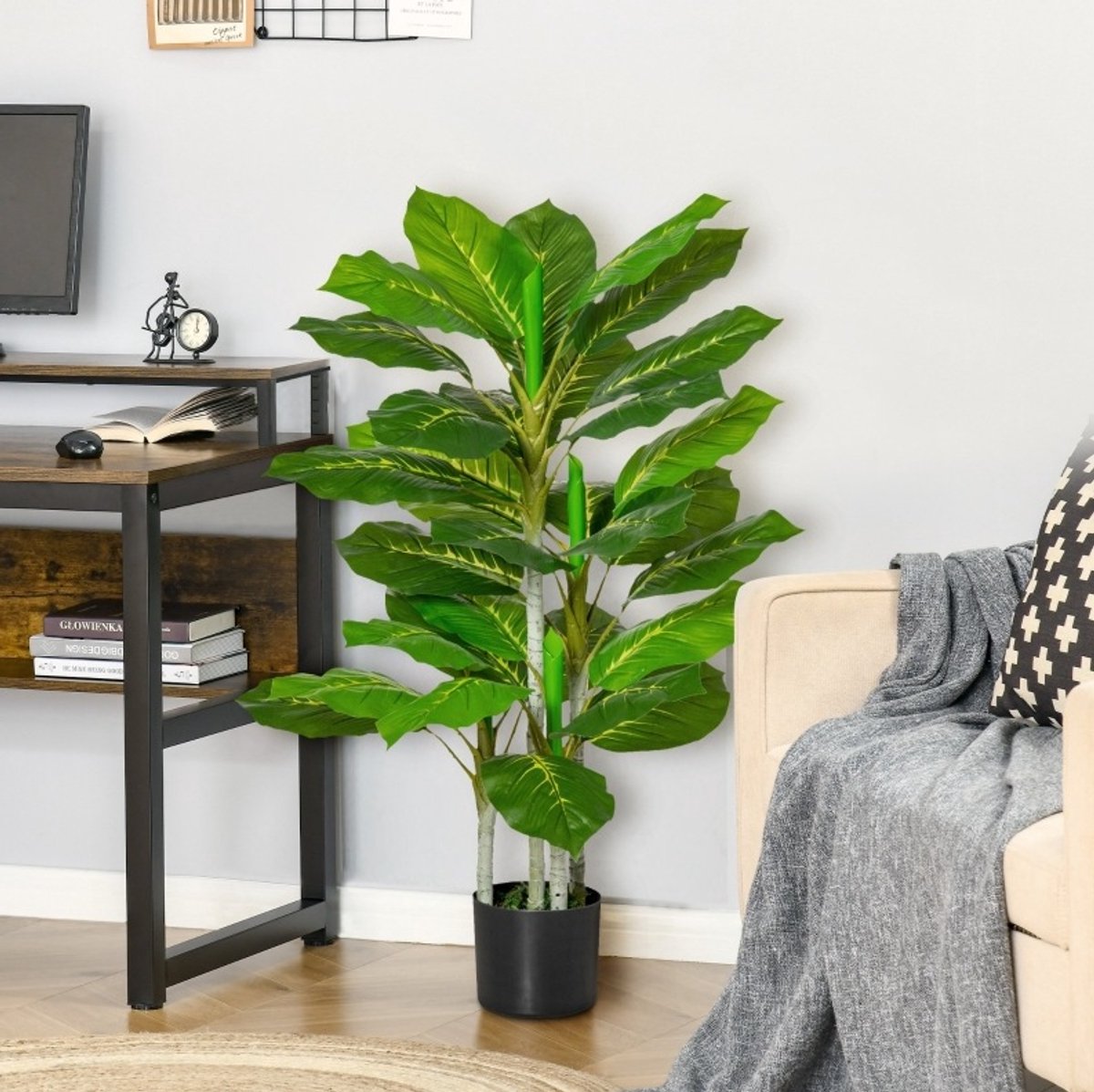 REDOM - Kunstplant - Realistische uitstraling - 33 bladeren - met pot - voor binnen & buiten - kunststof - Groen - 95 cm