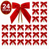 Nœuds de Noël 24 Pièces - Nœuds en Velours Rouge avec Fil - Décoration de Sapin de Noël et de Cadeaux - Pour Sapin de Noël, Couronne et Emballage Cadeau - Petits Nœuds Décoratifs 2,5 cm