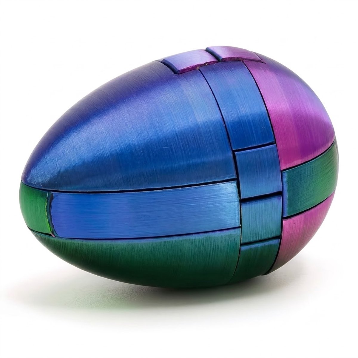 Blauw groen paars breinbreker puzzel ei volwassenen en kinderen 3D in elkaar grijpende puzzel ei mechanisch denkspel logica puzzel gradiënt kleur hersenkraker compact formaat