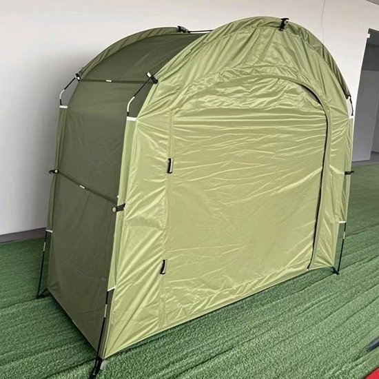 Outdoor Opbergtent voor Fietsen en Tuin – Waterdichte Pop-Up Schuurtent voor E-Bike, Mountainbike, Campinguitrusting – Draagbare Opslagtent met Grondpennen – Groen/Zwart — afbeelding 2