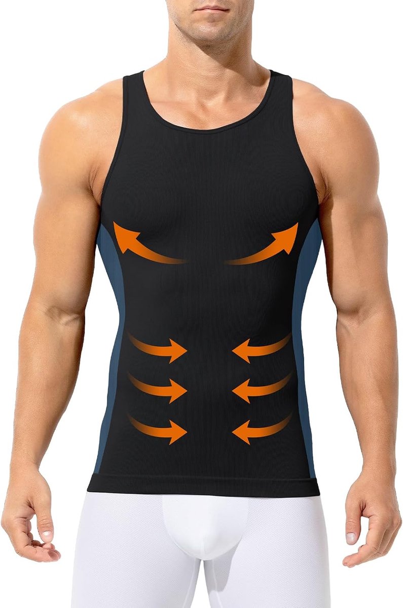 Kevin Compressie-T-shirt Voor Heren Elasticiteit Verminderen Vest Body Shaper Heren Verminderende Gordel T-shirt voor Sport