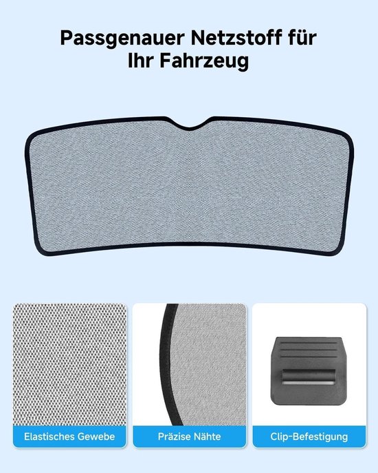 Zonnescherm voor auto voor VW ID.3 (2019-2026) - Ademende zonneklep voor de achterruit met effectieve UV- en hittebescherming - Ideaal voor gezinnen, camping en reizen — afbeelding 3