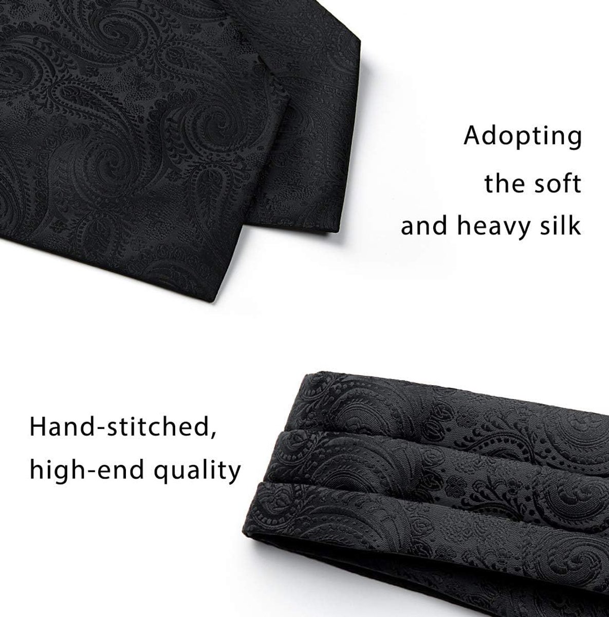 heren stropdas Floral Paisley Jacquard Woven Ascot zakdoek set
