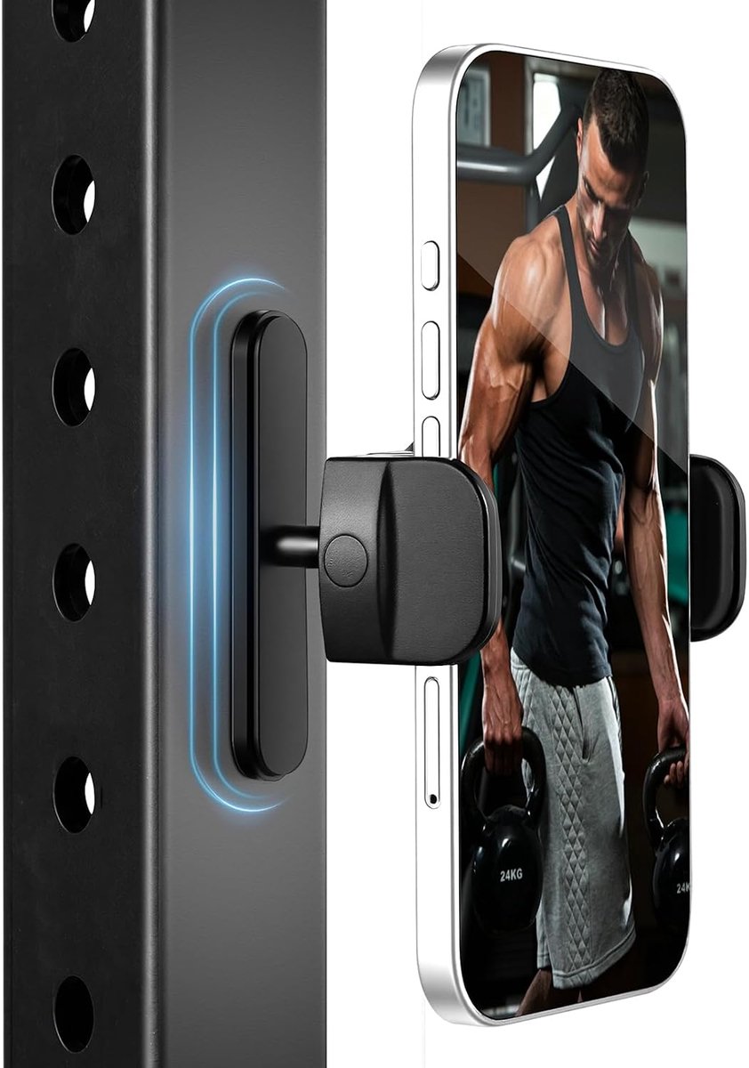 telefoonhouder voor de sportschool, magnetische telefoonhouder, 360 graden verstelbaar, antislip ontwerp, magnetische houder voor fitnesstelefoon met iOS- en Android-apparaten