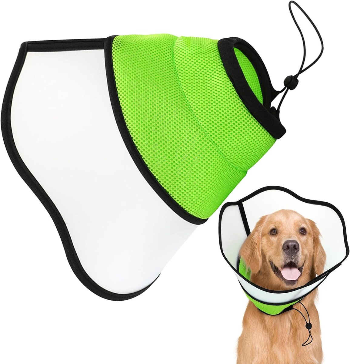 Huisdieren Beschermende Kraag, Elizabeth Beschermende Kraag, zachte beschermende halsband verstelbare herstelhalsband Anti-Beet Likken voor Katten Honden (Groen, XL(Halsomtrek: 48-53 cm))