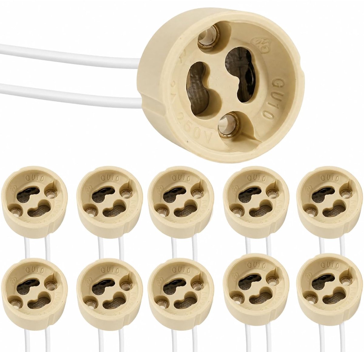 Fittingen van keramiek, siliconendraad, 15 cm, 0,5 mm², GU10-fitting, weerstand 600 °C, max. 250 V, 300 W, voor led- of halogeenlampen, lamp voor rail, inbouwspot, lampfitting