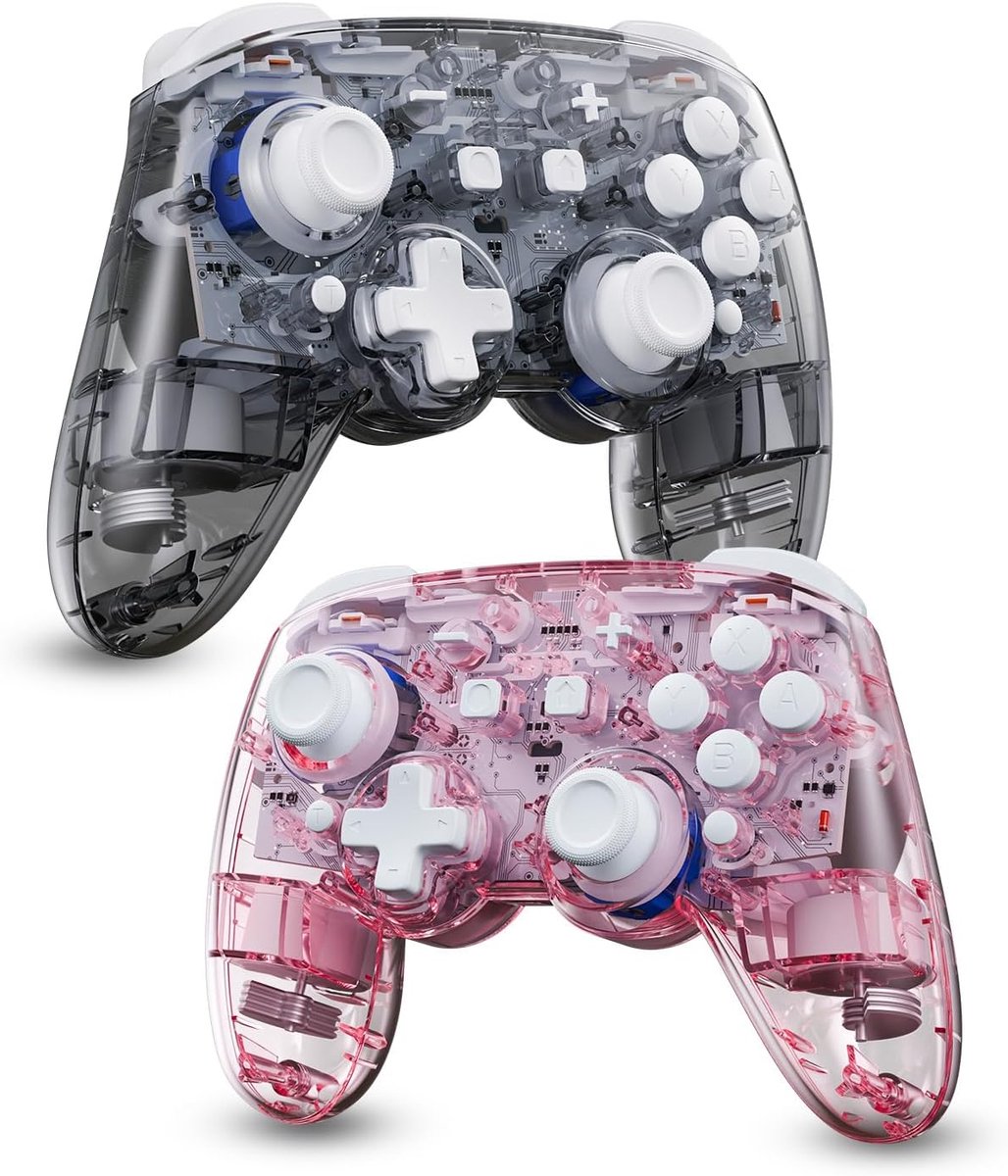 Hall-effect Controller – Professioneel Gamepad, Compatibel met Switch 2/OLED/Lite, met 7-kleuren LED-lichteffecten, Macro-programmering en Turbo-functie – Roze/Grijs