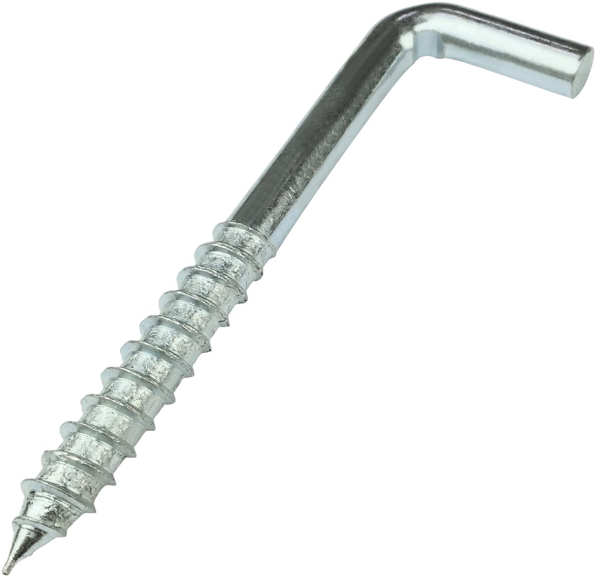 Schroefhaken in vorm L voor schroeven Ø 8x80mm - vierkante haken met zelftappende schroef - van verzinkt staal - kleur zilver