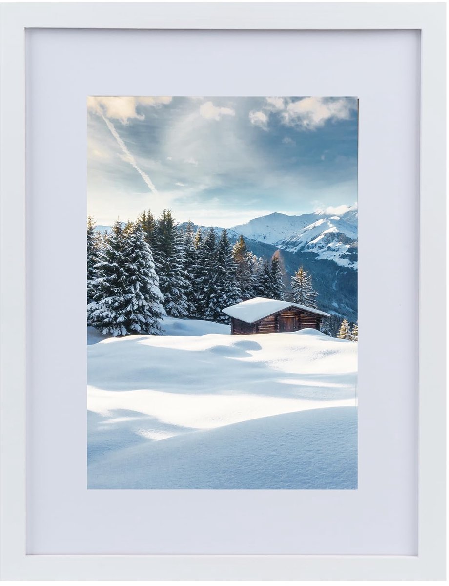Lijst 30x40 wit, met passe-partout MDF houten lijst 30x40 cm witte fotolijst, met helder acrylglas Moderne fotolijst, ideaal voor foto's/afbeeldingen/kunstwerken, wissellijst