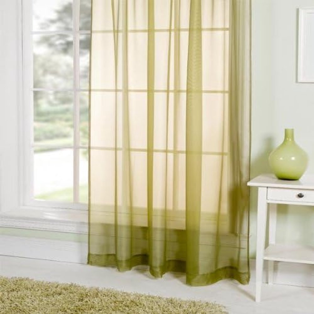 Barclay Lucy Plain Voile Gordijnpaneel, Mosgroen, 60 x 54 Inch
