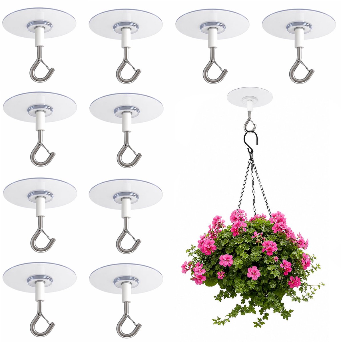 10 stuks plafondhaken, zelfklevend, zonder boren, voor plafonds, planten