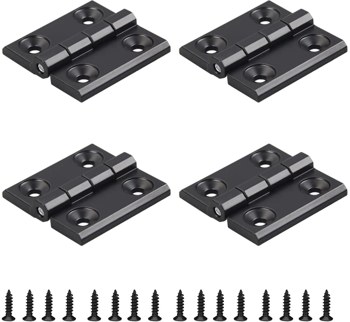 Set van 6 verbindingsringen, zwarte scharnieren, opvouwbaar, metalen scharnier met 60 schroeven, voor slaapkamerdeuren, tuindeuren, Windows