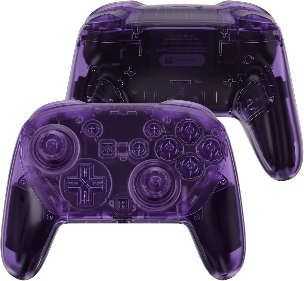 eXtremeRate Behuizing voor Switch 2 Pro Controller, Voor- en Achtercover met Analoge Joystick en Vervangingsknoppen voor Nintendo Switch 2 Pro Controller-Transparant Paars