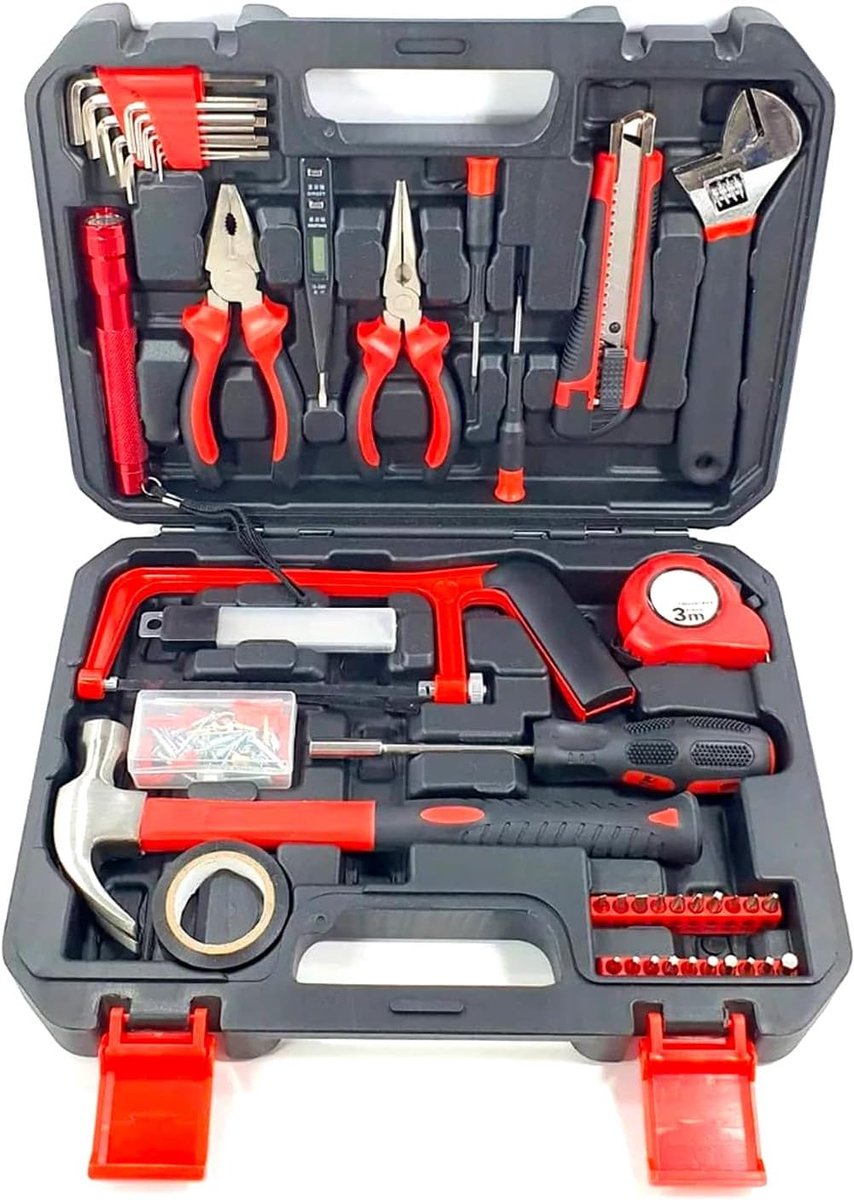 SnelShoppen - 143-delige handgereedschapset met koffer, complete set voor klussen, doe-het-zelf en professioneel gebruik, hoogwaardig gereedschap, vee
