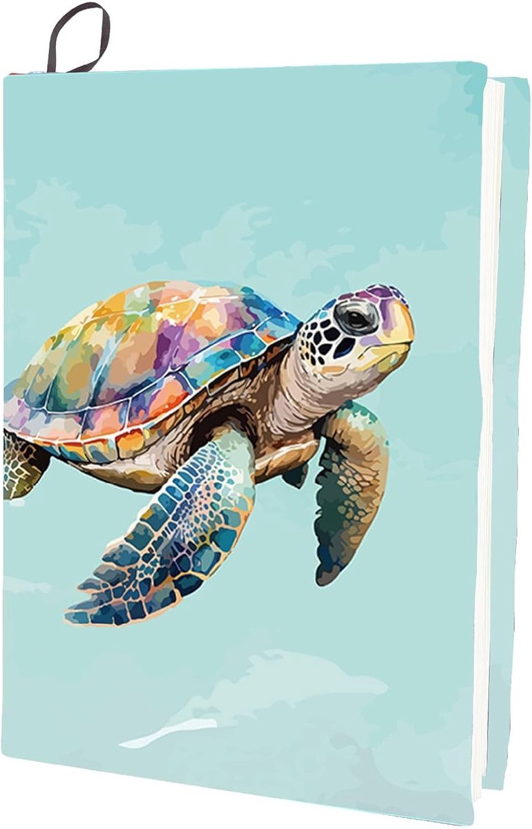Elastische boekomslag met schildpadpatroon, blauw, wasbaar, herbruikbaar, groot nylonweefsel, boekenbeschermer van polyester, elastisch, voor notitieboeken met een afmeting van 24,9 x 39,5 cm