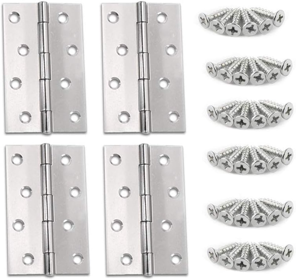Scharnieren van Roestvrij Staal - Meubels Deurscharnieren Kastlade Scharnieren Kleine Scharnieren met Bijpassende Bevestigingsschroeven, 4 Inch(88 * 60 * 1.2mm) - 4pcs